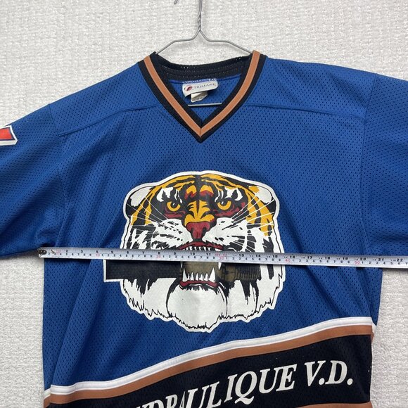 VTG Trimark Tiger Crunch Hockey Jersey Men Sz S Blue Brown Made in Canada Retro - Picture 8 of 16